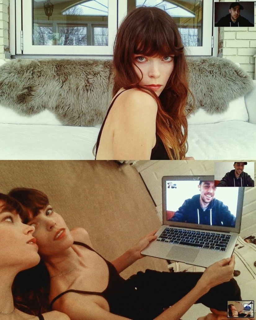 Alessio Albi's remote photoshoot on webcam during quarantine