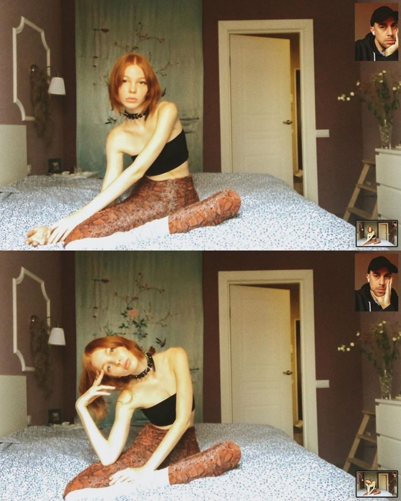 Alessio Albi's remote photoshoot on webcam during quarantine