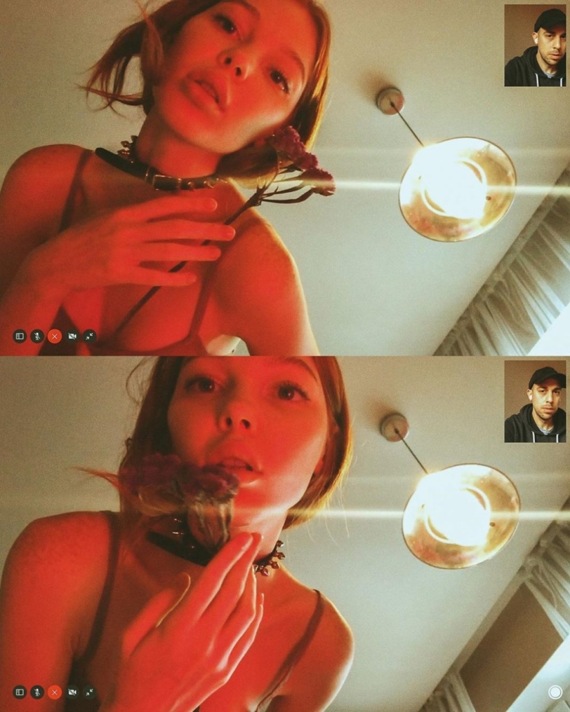 Alessio Albi's remote photoshoot on webcam during quarantine