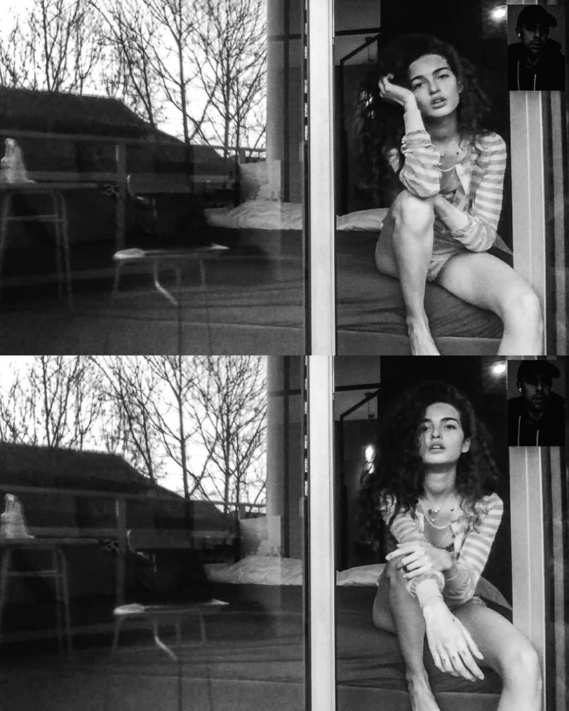 Alessio Albi's remote photoshoot on webcam during quarantine