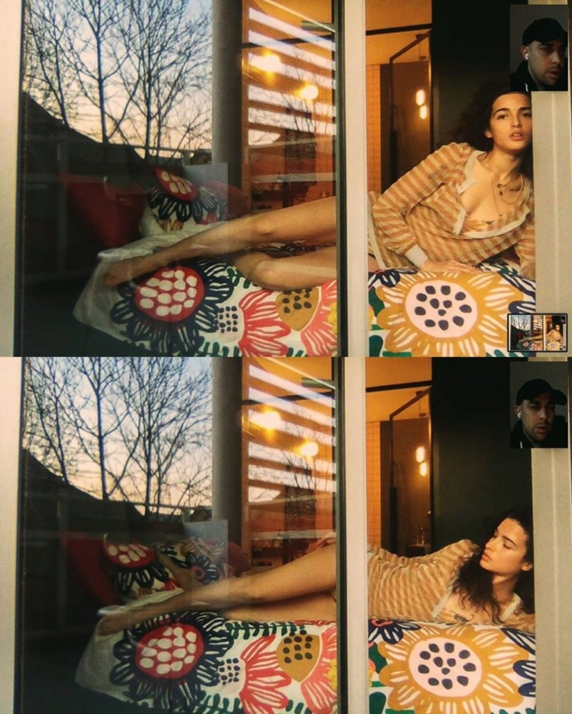 Alessio Albi's remote photoshoot on webcam during quarantine