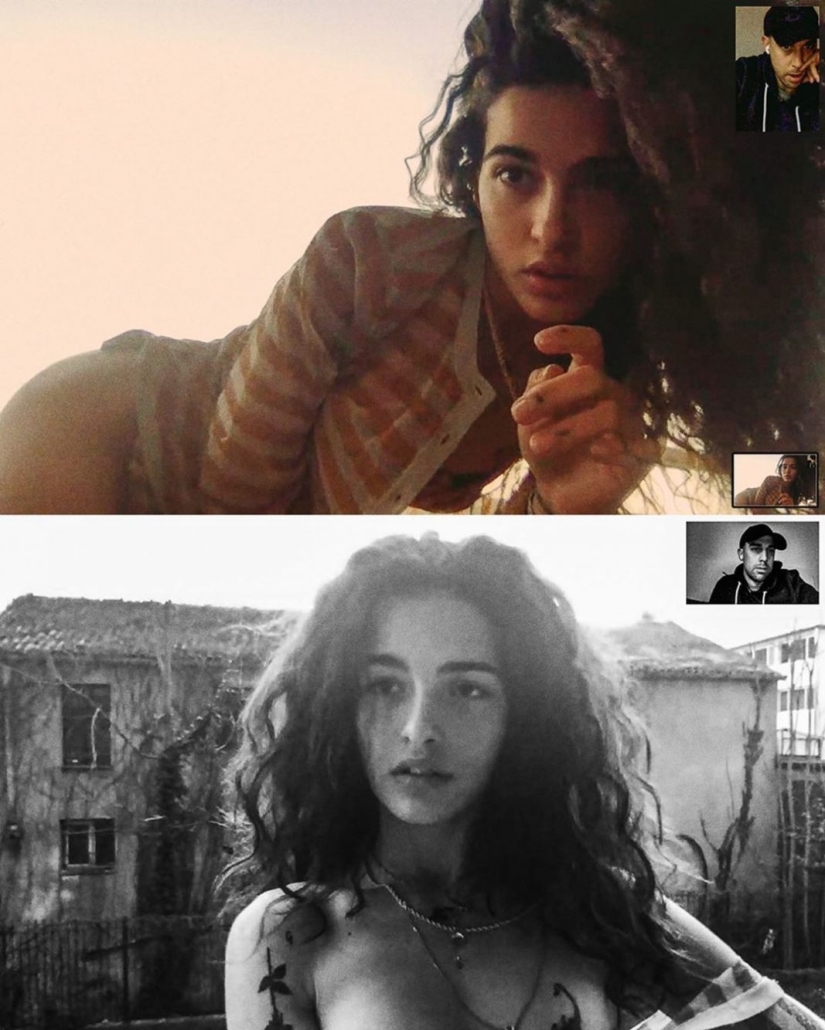 Alessio Albi's remote photoshoot on webcam during quarantine