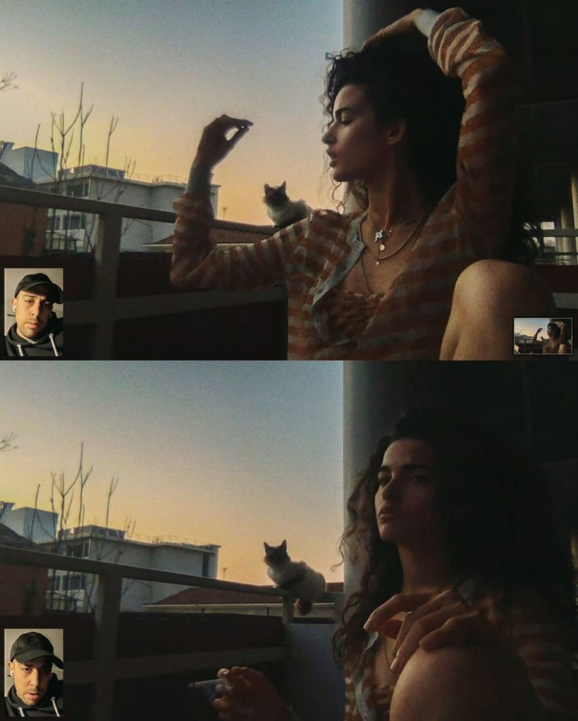 Alessio Albi's remote photoshoot on webcam during quarantine