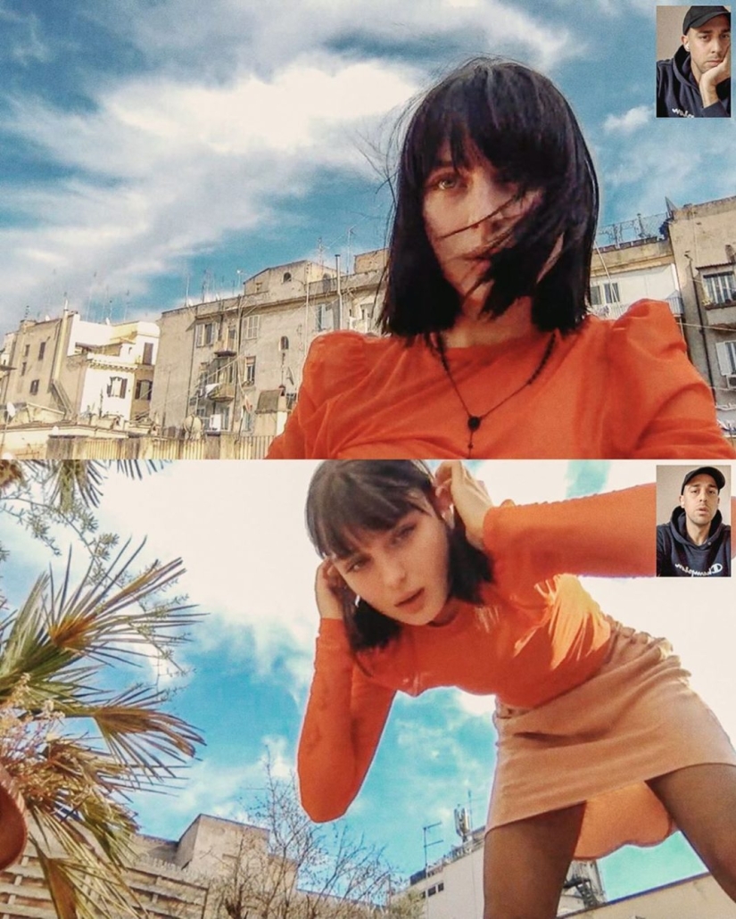 Alessio Albi's remote photoshoot on webcam during quarantine