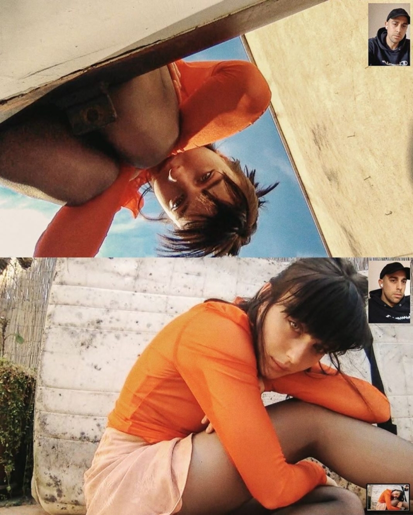 Alessio Albi's remote photoshoot on webcam during quarantine