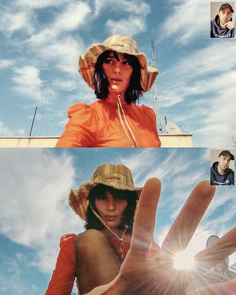 Alessio Albi's remote photoshoot on webcam during quarantine