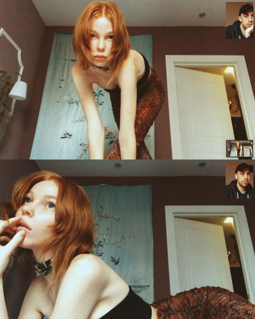 Alessio Albi's remote photoshoot on webcam during quarantine