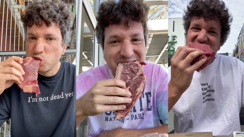 An American eats only raw meat to see if he "survives"