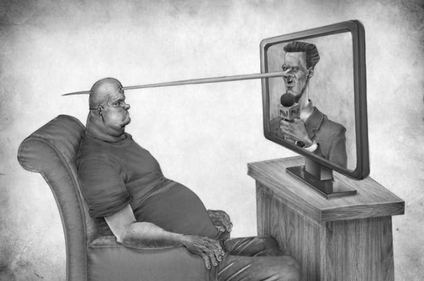 An Argentine illustrator has painted modern society as it is, without embellishment