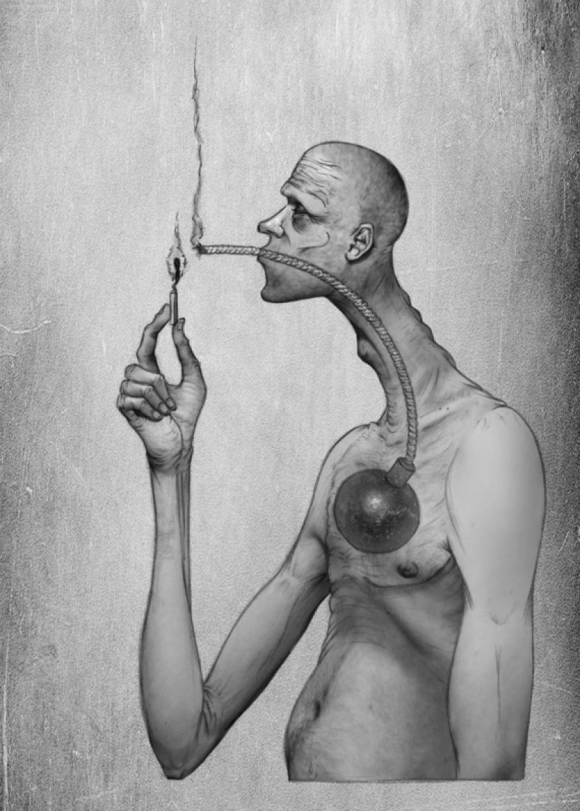An Argentine illustrator has painted modern society as it is, without embellishment
