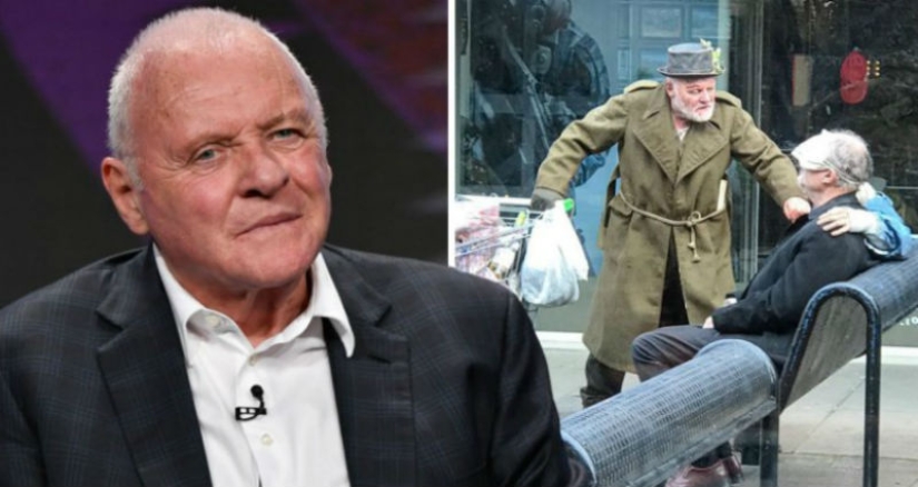 Anthony Hopkins was mistaken for a homeless man on one of the streets of a British city