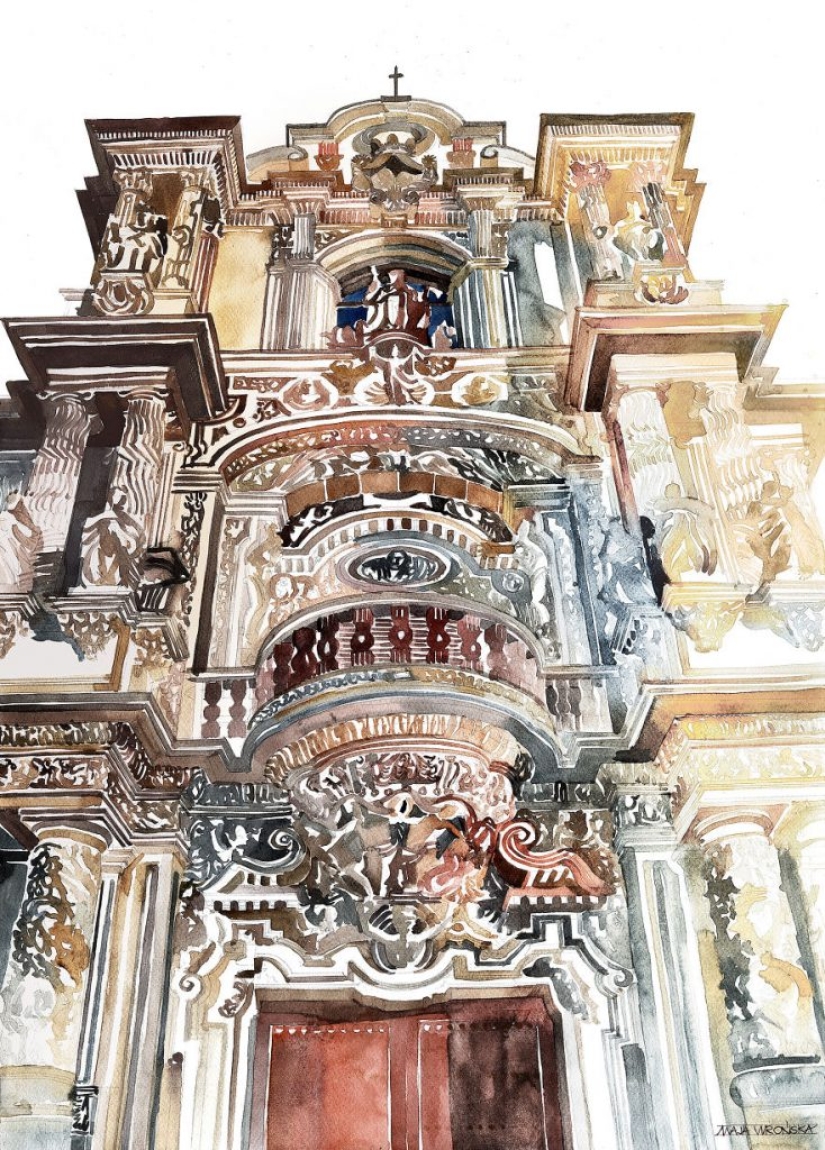 Architect draws famous cities of the world in watercolor