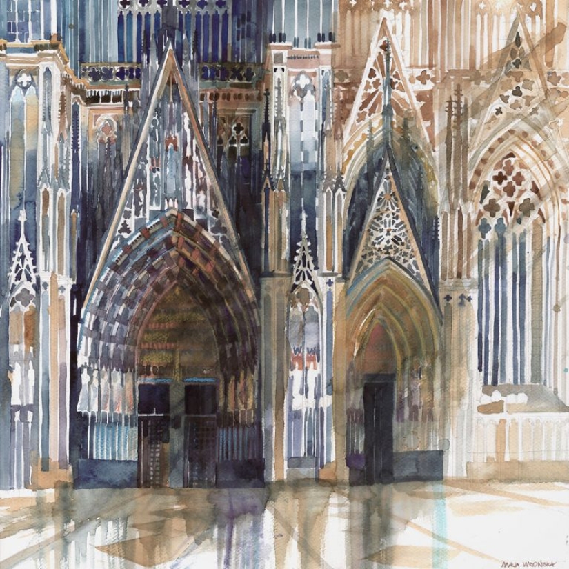 Arquitecto dibuja ciudades famosas del mundo en acuarela Arquitecto dibuja ciudades famosas del mundo en acuarela