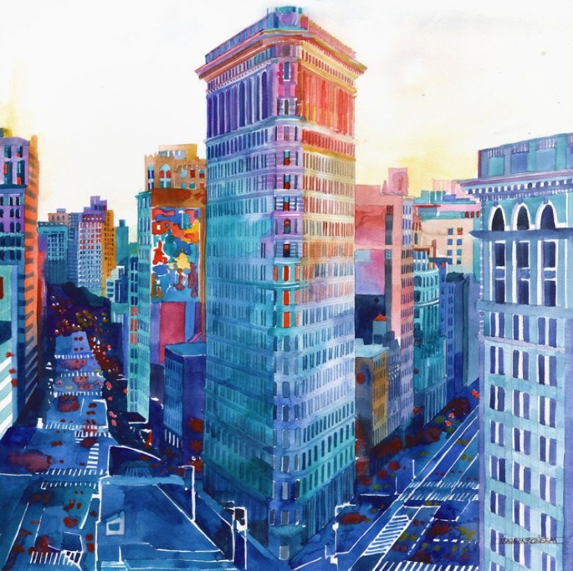 Arquitecto dibuja ciudades mundialmente famosas en acuarela