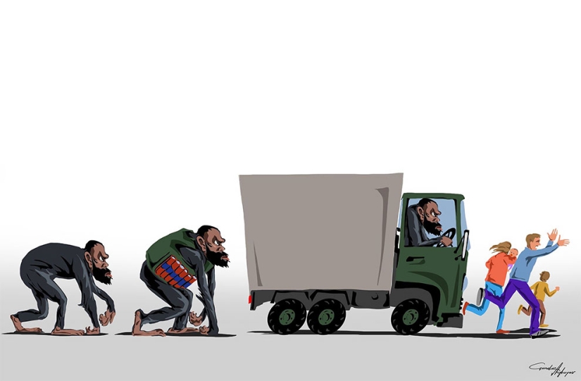 Artista azerbaiyano ridiculizó a Trump, Zuckerberg, terroristas y hilanderos Artista azerbaiyano ridiculizó a Trump, Zuckerberg, terroristas y hilanderos