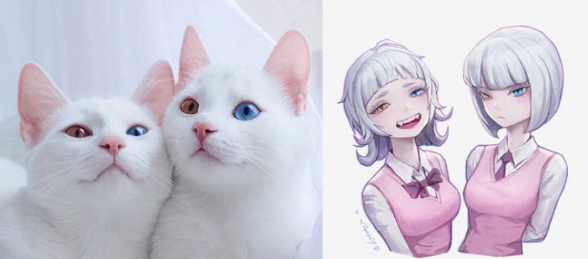 Artista coreano convierte animales en personajes originales que parecen de anime Artista coreano convierte animales en personajes originales que parecen de anime
