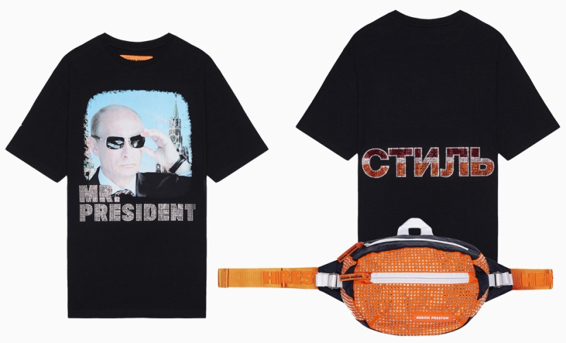 "Bebamos vodka con Putin y reímos": la estadounidense Heron Preston presentó una camiseta con el presidente ruso por 38 mil rublos