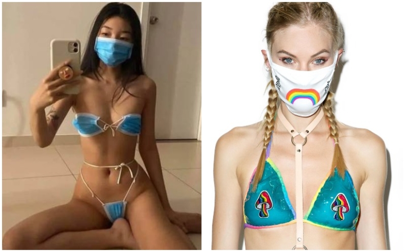 Bikini-"karankini": instagram models dressed in swimsuits made of masks and angered subscribers with this