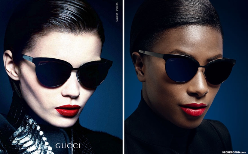 "Black Mirror": dark-skinned model recreates advertising shots of fashion brands