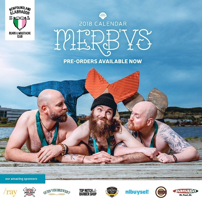 Brutales hombres barbudos protagonizaron el calendario "brodoir" con solo colas de sirena
