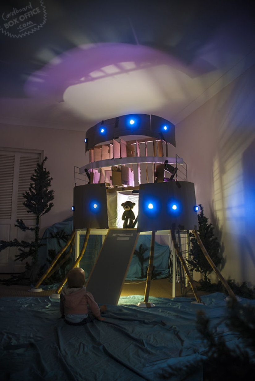 Cardboard and a little imagination: a two-year-old boy and his parents recreate scenes from movies and TV series