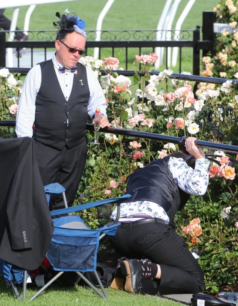 Carrera Alcohólica: Colapso de borrachos en la Carrera anual de Caballos de Melbourne