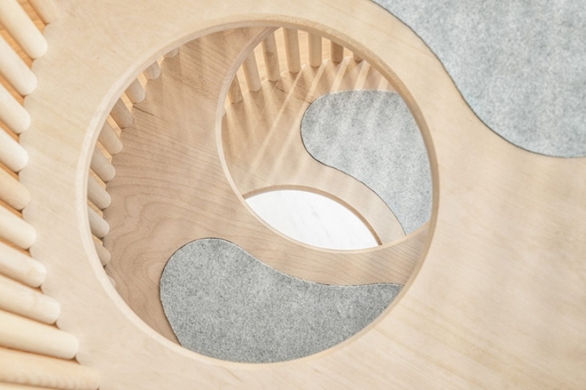 Casa para gatos de mármol y madera por medio millón de rublos