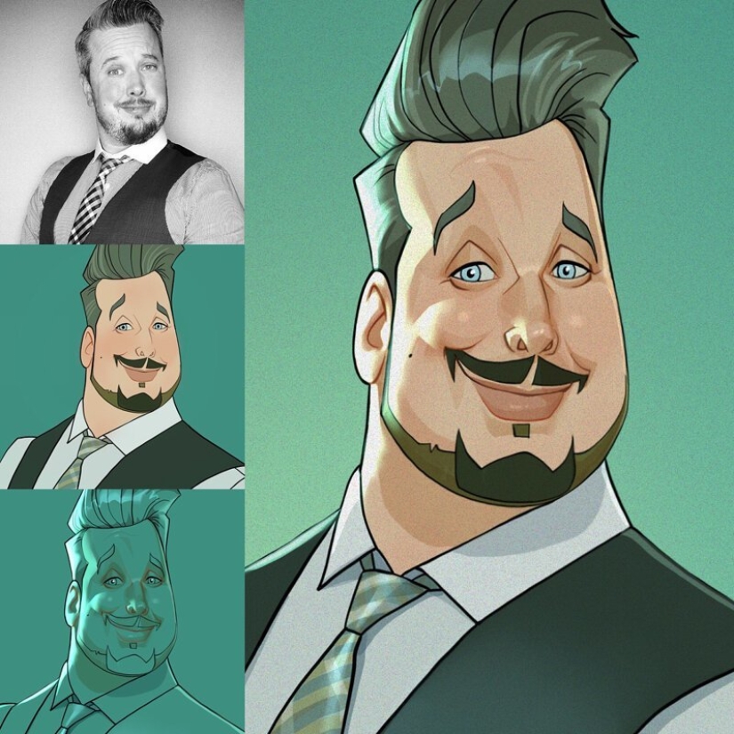 Chinese artist Xi Ding portrays celebrities in characteristic cartoons Chinese artist Xi Ding portrays celebrities in characteristic cartoons