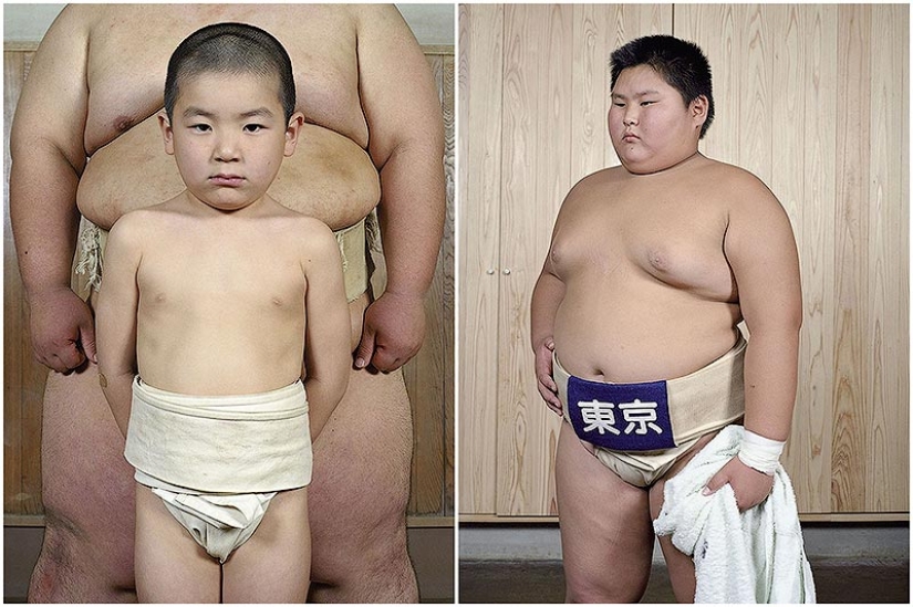 Cómo se ven los luchadores de sumo en la infancia y la juventud