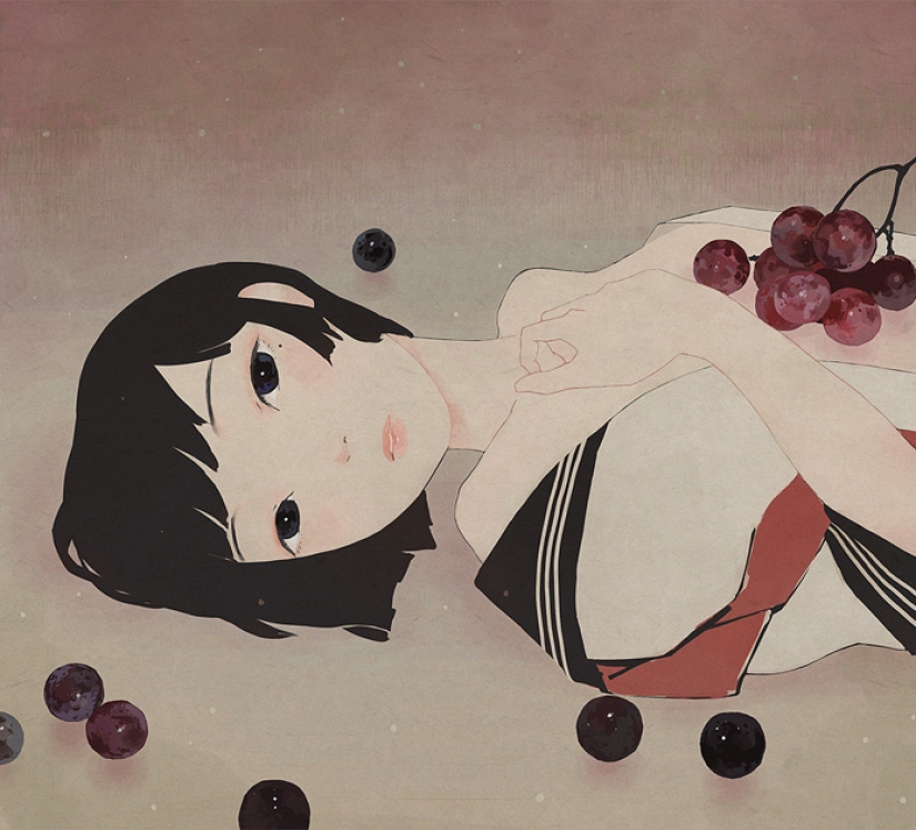 Colegialas y arte de anime melancólico y soñoliento