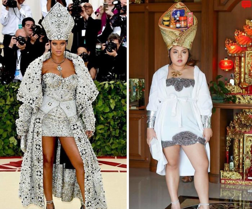 Cuando se puede comer un disfraz aburrido: Taika recrea atuendos de estrellas a partir de productos