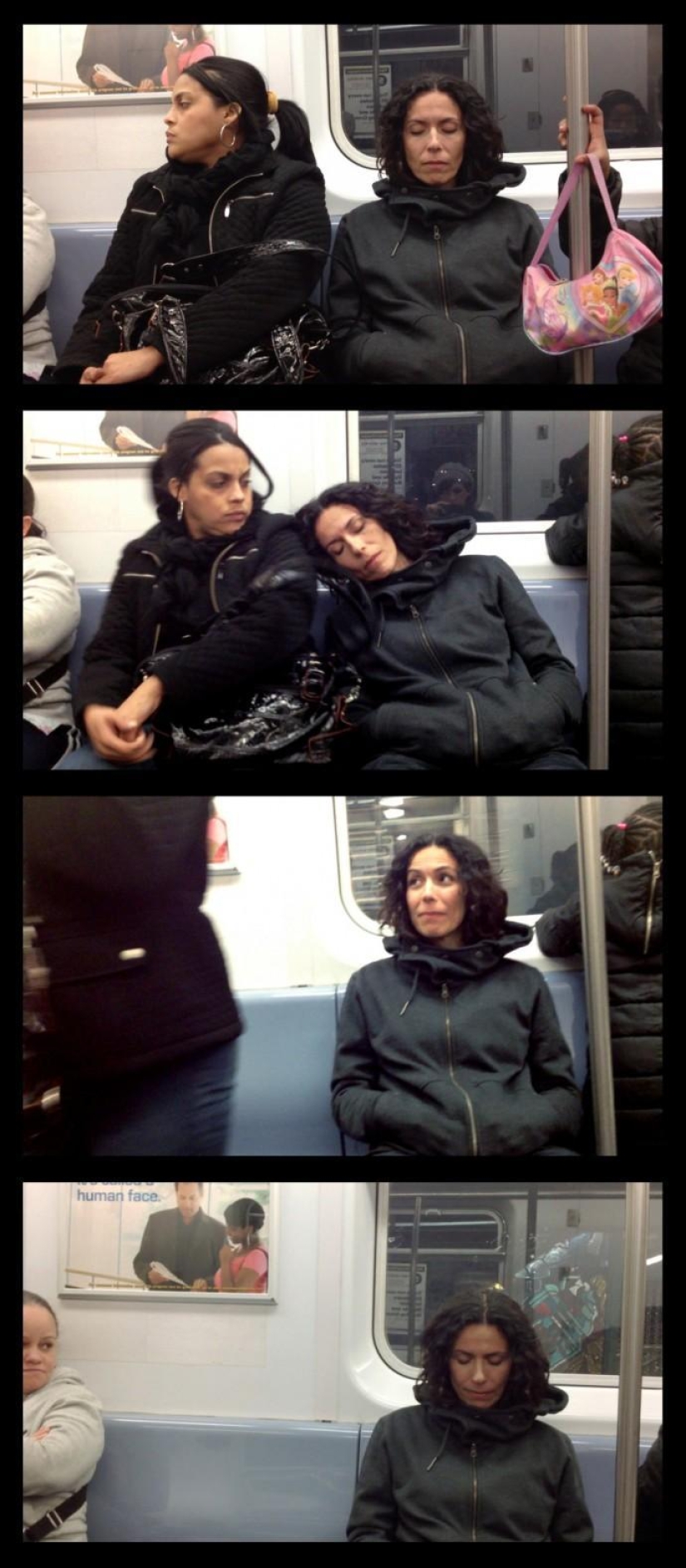 Curious photos of "sleeping" passengers in the subway