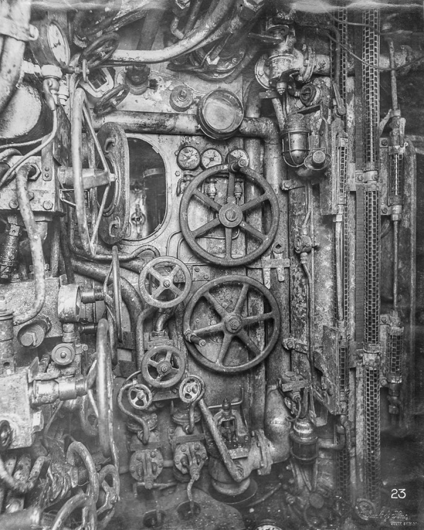 Dentro de un submarino alemán de la Primera Guerra Mundial