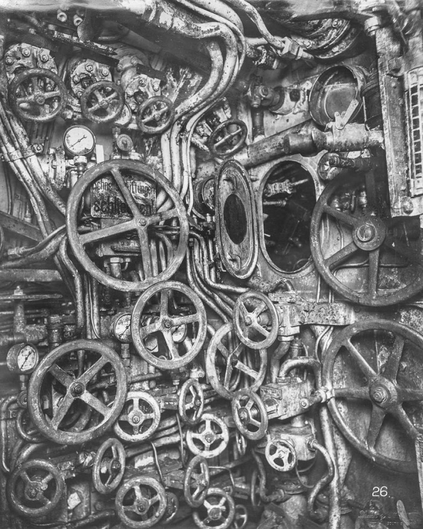 Dentro de un submarino alemán de la Primera Guerra Mundial