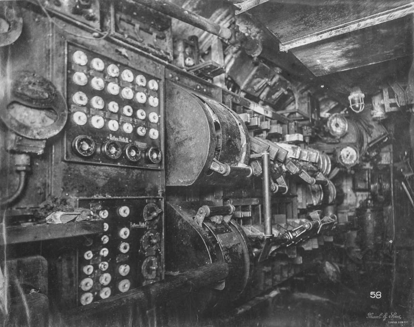 Dentro de un submarino alemán de la Primera Guerra Mundial