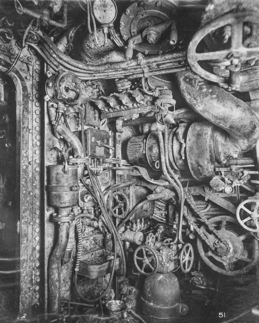 Dentro de un submarino alemán de la Primera Guerra Mundial
