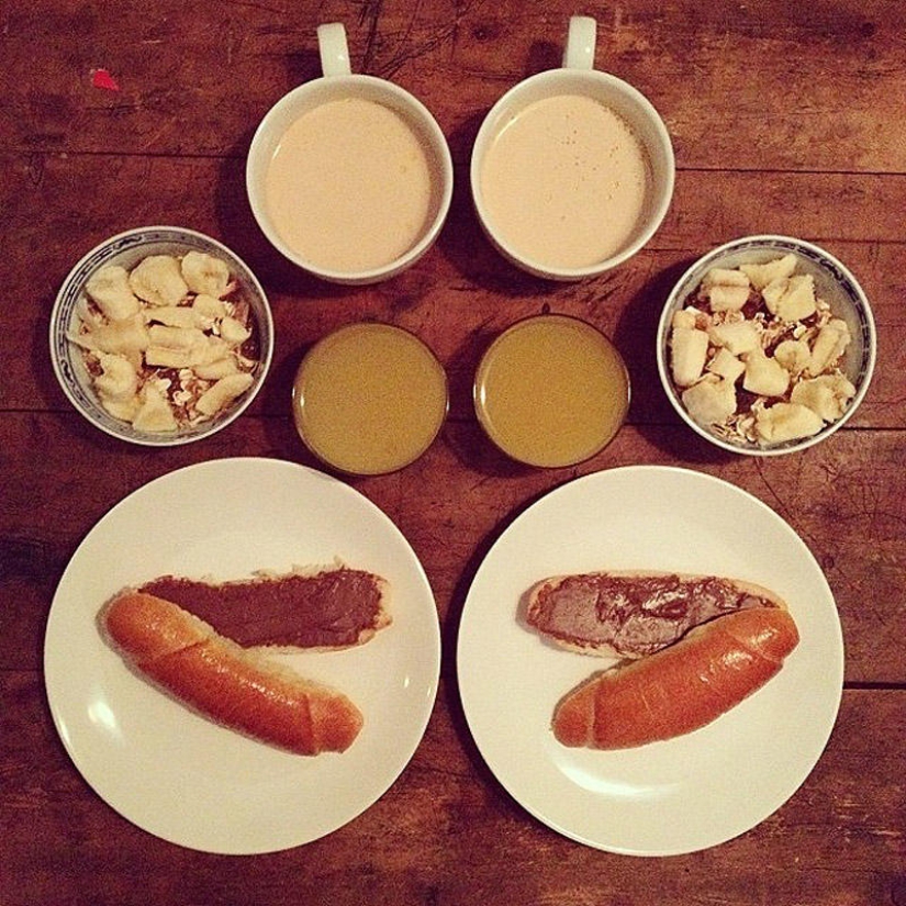 Desayunos simétricos en Instagram
