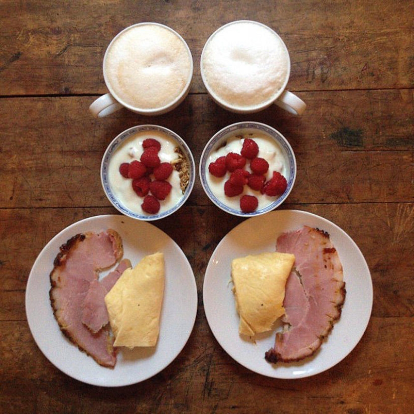 Desayunos simétricos en Instagram
