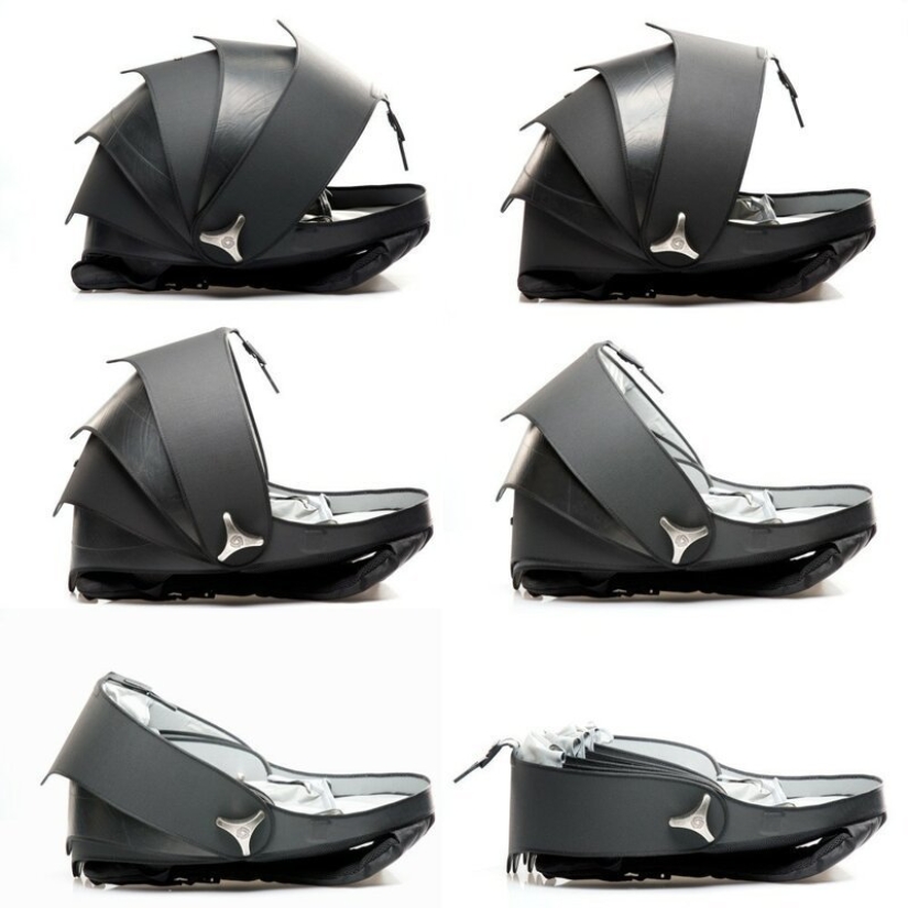 Designers from Colombia have created a backpack-shell of old tires