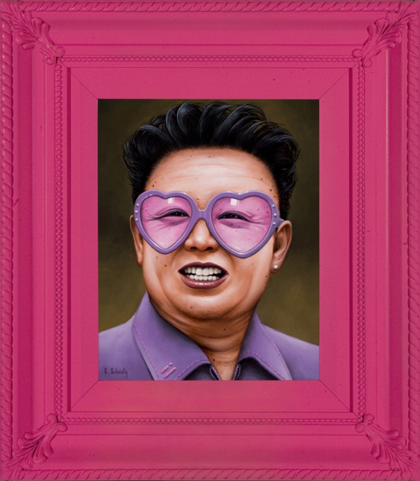 Dictadores con gafas rosas: caricaturas burlonas de políticos famosos