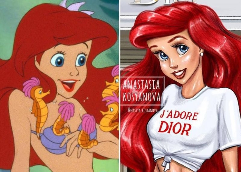 Disney princesses dressed in a modern way