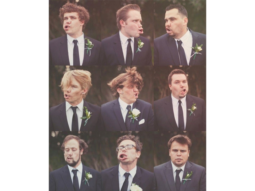 Divertidas fotos de boda con la participación de los amigos del novio.