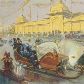 "Downers are sneaking around on air slides": Moscow of the XXII-XXIII centuries on postcards of 1914