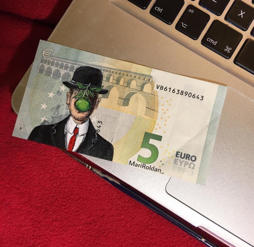 El arte es más caro que el dinero: Un español dibuja magníficas imágenes en billetes de 50 euros