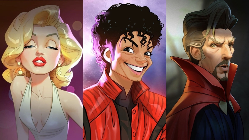 El artista chino Xi Ding retrata a celebridades en dibujos animados característicos