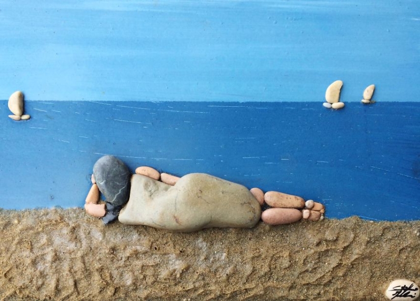 El artista hace pinturas increíblemente realistas a partir de piedras encontradas en la playa