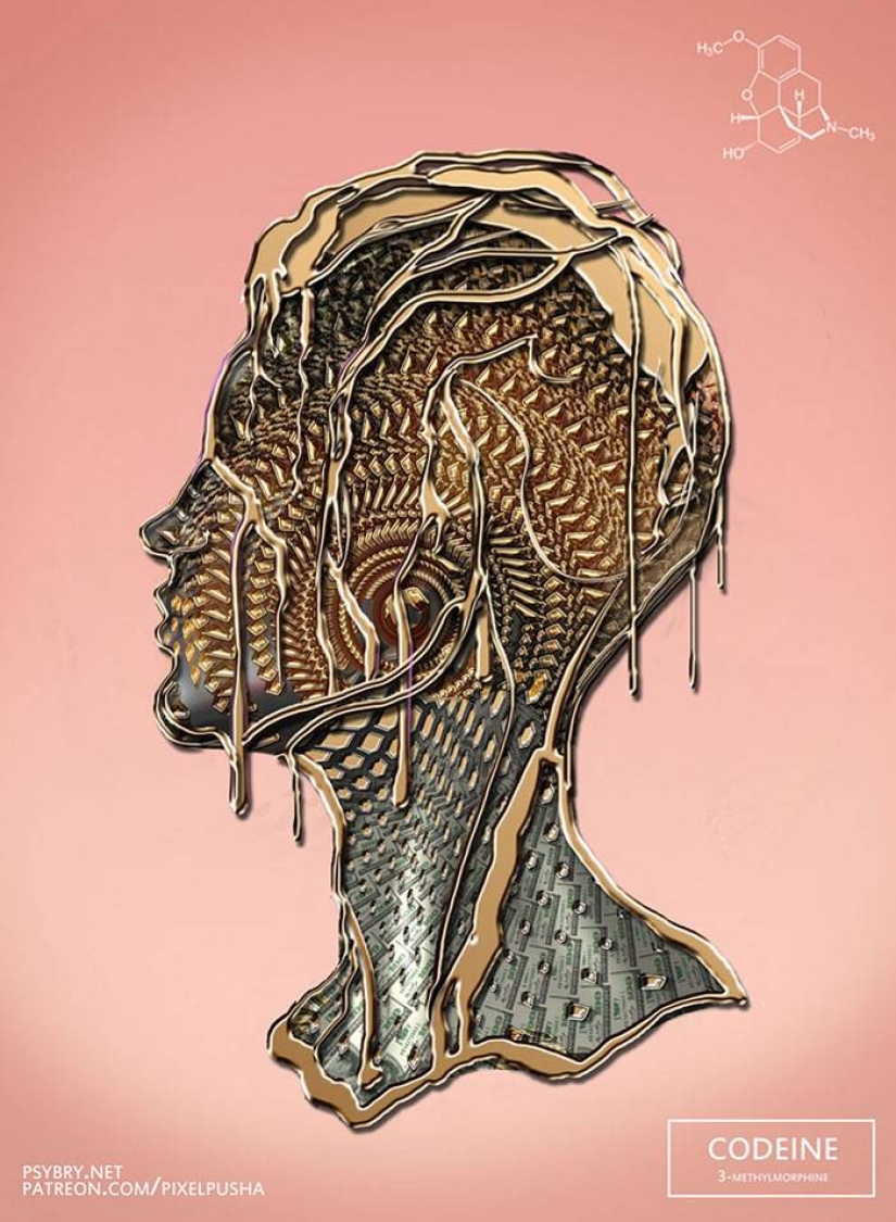 El artista tomó 20 medicamentos diferentes para demostrar los efectos de los medicamentos en el cerebro humano