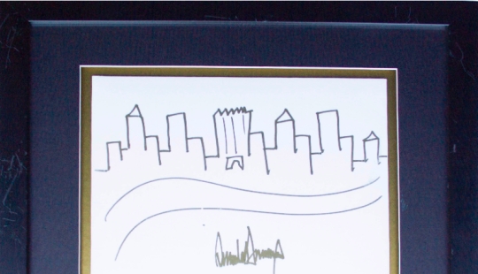 El dibujo realizado por Trump será subastado por 9.000 dólares. Pero está lejos de Medvedev