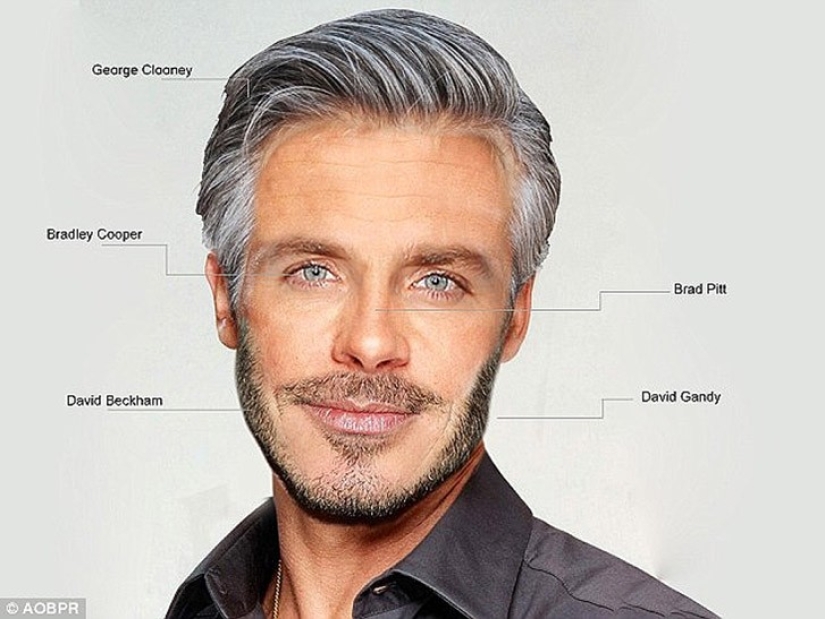 El rostro del hombre ideal, formado por partes de los rostros de famosas bellezas de Hollywood El rostro del hombre ideal, formado por partes de los rostros de famosas bellezas de Hollywood