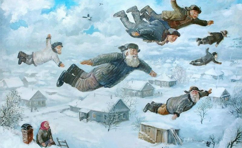 En invierno, quiero volar especialmente... Artista de los Urales Leonid Baranov